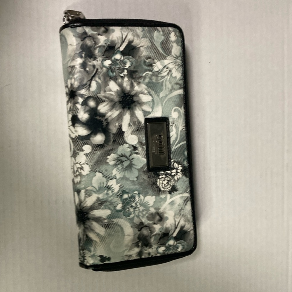 Floral Black and Gray Wallet